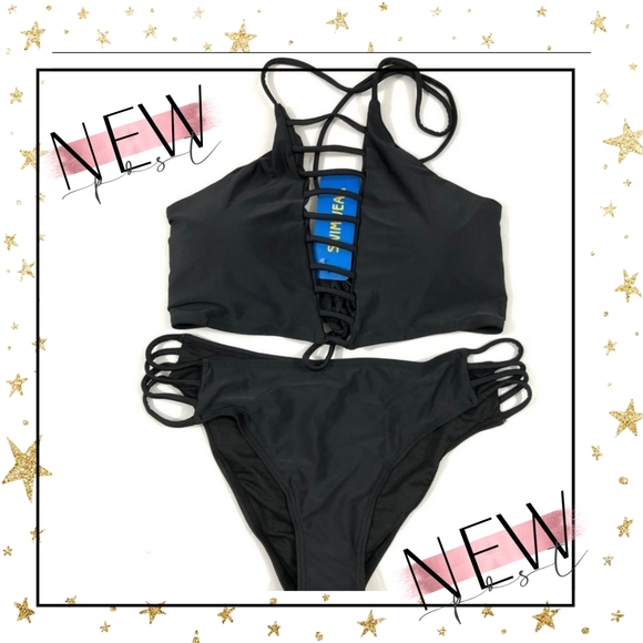 Unbranded Other - *NEW* 2-Piece Black Strappy Bikini